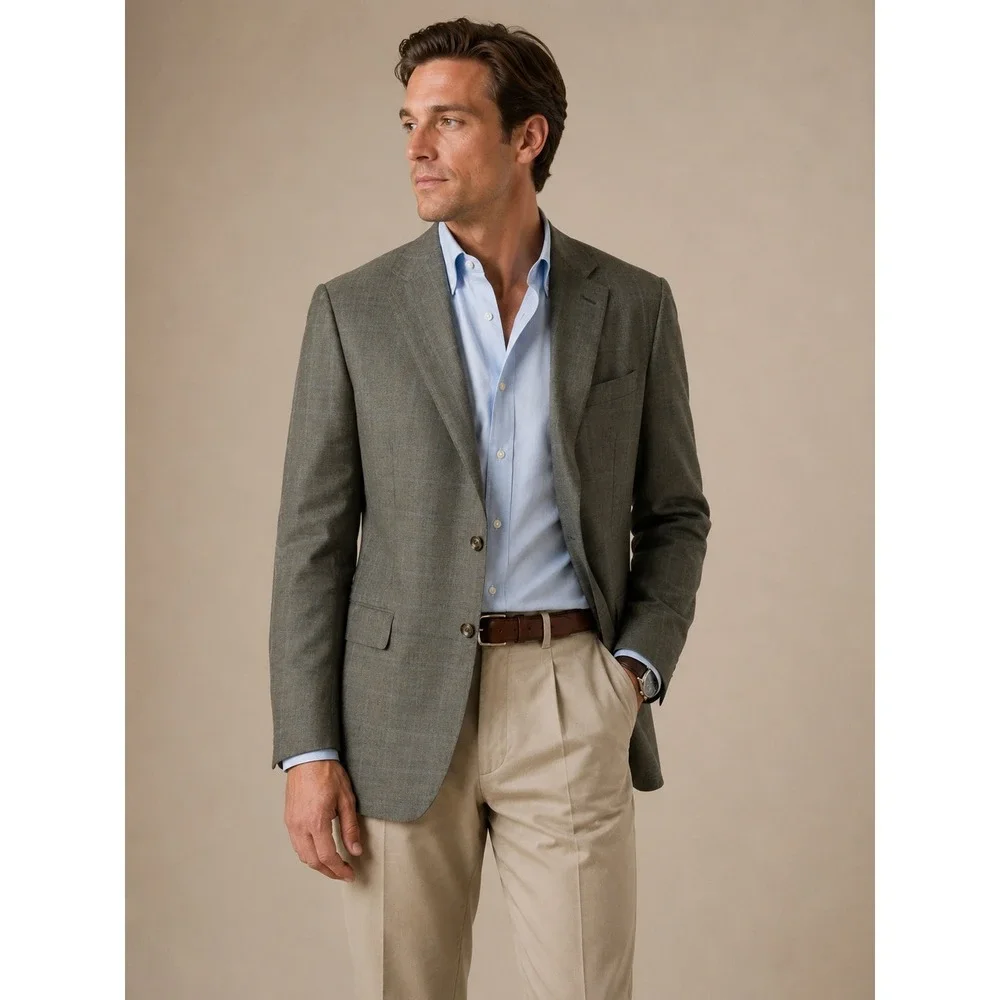 Ermenegildo Zegna Sport Coat Mens 50R Green Vintage Wool Windowpane